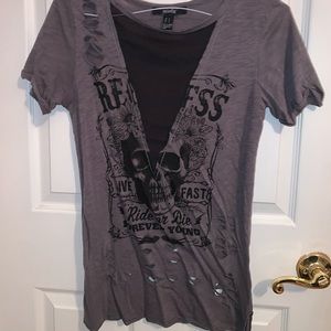 Cute shirt with mesh v neck